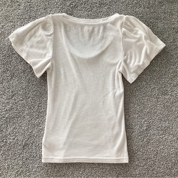 Gap Essential Rib Flutter Sleeve T-Shirt - Picture 6 of 6